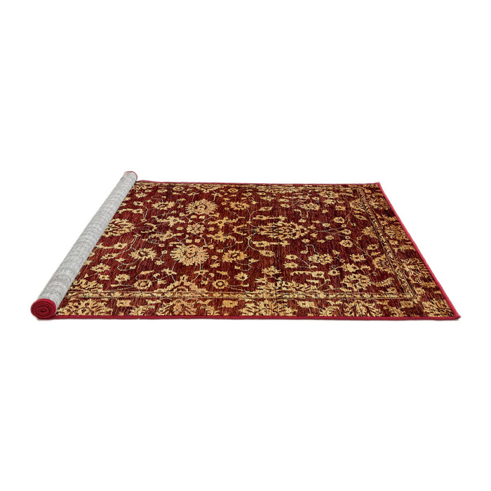 Sideview of Machine Washable Abstract Orange Rug, wshabs470