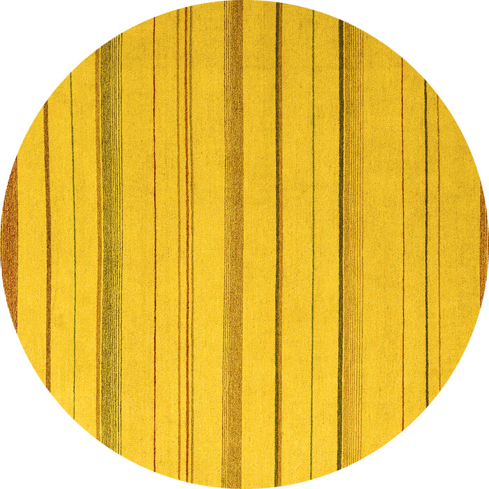Round Machine Washable Solid Yellow Modern Rug, wshabs4700yw
