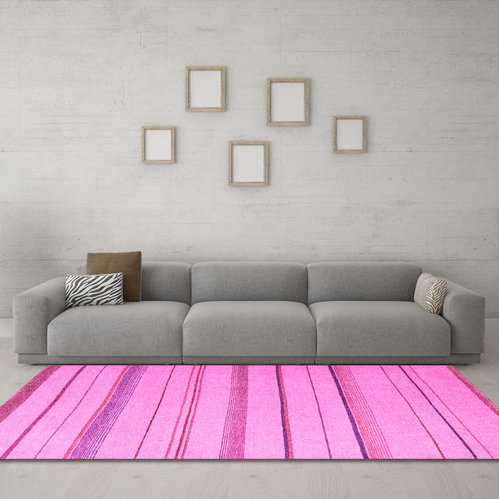 Machine Washable Solid Pink Modern Rug in a Living Room, wshabs4700pnk