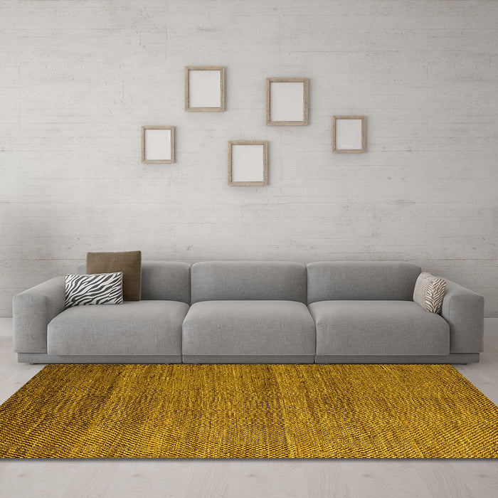 Machine Washable Abstract Yellow Modern Rug in a Living Room, wshabs4701yw