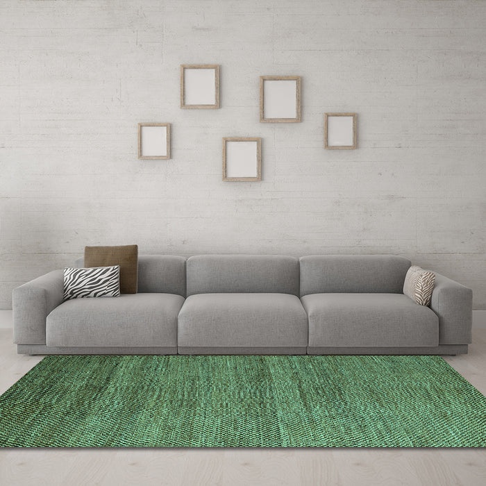 Machine Washable Abstract Turquoise Modern Area Rugs in a Living Room,, wshabs4701turq