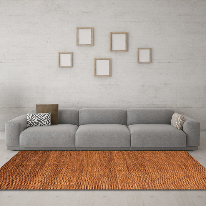 Machine Washable Abstract Orange Modern Area Rugs in a Living Room, wshabs4701org