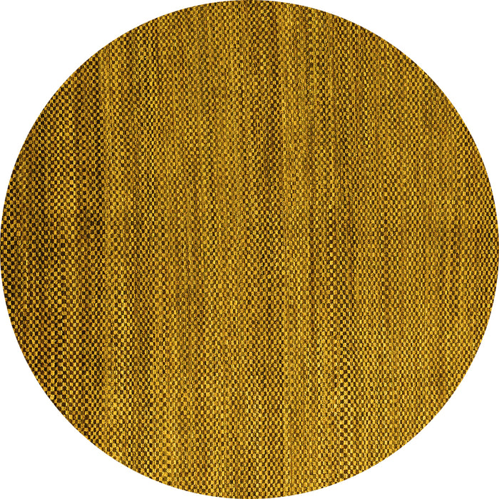 Round Abstract Yellow Modern Rug, abs4701yw
