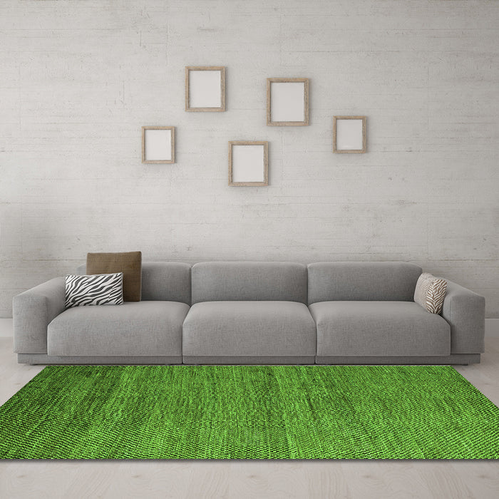 Machine Washable Abstract Green Modern Area Rugs in a Living Room,, wshabs4701grn