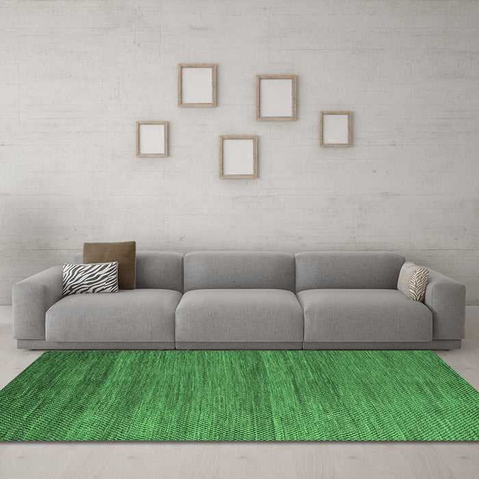 Machine Washable Abstract Emerald Green Modern Area Rugs in a Living Room,, wshabs4701emgrn