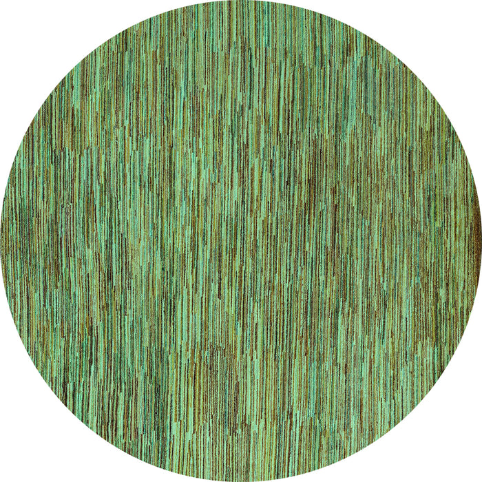 Round Machine Washable Abstract Turquoise Modern Area Rugs, wshabs4702turq