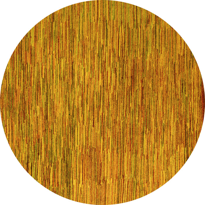 Round Abstract Yellow Modern Rug, abs4702yw