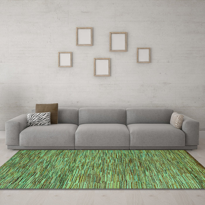 Machine Washable Abstract Turquoise Modern Area Rugs in a Living Room,, wshabs4702turq