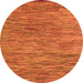 Round Machine Washable Abstract Orange Modern Area Rugs, wshabs4702org