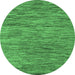 Round Abstract Emerald Green Modern Rug, abs4702emgrn