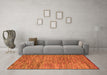 Machine Washable Abstract Orange Modern Area Rugs in a Living Room, wshabs4702org