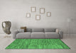 Machine Washable Abstract Emerald Green Modern Area Rugs in a Living Room,, wshabs4702emgrn