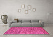 Machine Washable Abstract Pink Modern Rug in a Living Room, wshabs4702pnk