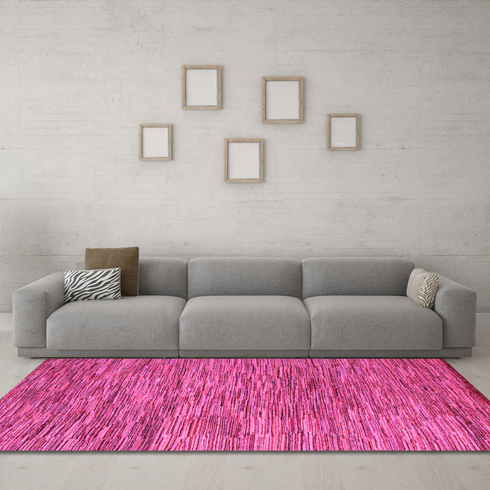 Machine Washable Abstract Pink Modern Rug in a Living Room, wshabs4702pnk