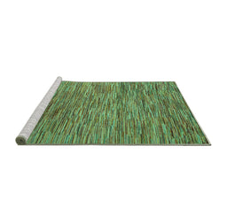 Sideview of Machine Washable Abstract Turquoise Modern Area Rugs, wshabs4702turq