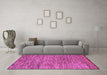 Machine Washable Abstract Purple Modern Area Rugs in a Living Room, wshabs4702pur