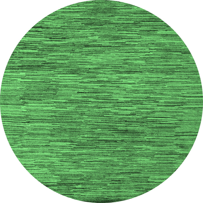 Round Machine Washable Abstract Emerald Green Modern Area Rugs, wshabs4702emgrn