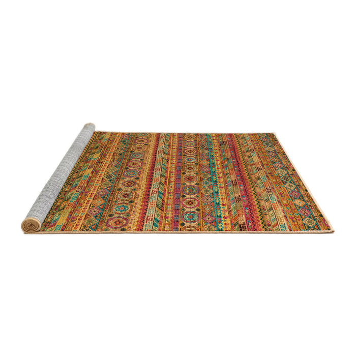 Sideview of Machine Washable Abstract Cinnamon Brown Rug, wshabs4703