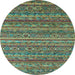 Round Abstract Light Blue Modern Rug, abs4703lblu