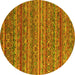 Round Machine Washable Abstract Yellow Modern Rug, wshabs4703yw