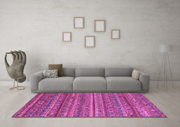 Machine Washable Abstract Purple Modern Area Rugs in a Living Room, wshabs4703pur