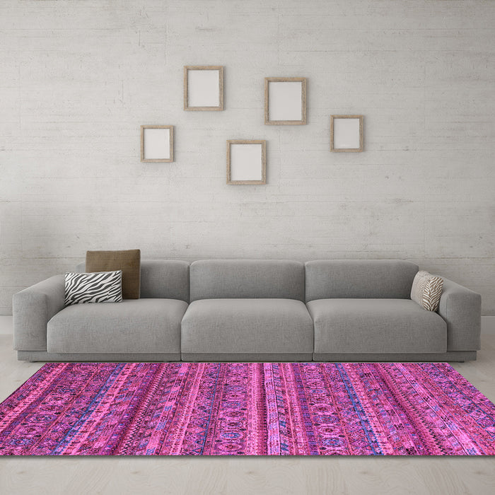 Machine Washable Abstract Purple Modern Area Rugs in a Living Room, wshabs4703pur