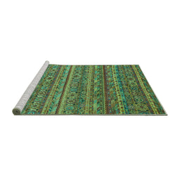 Sideview of Machine Washable Abstract Turquoise Modern Area Rugs, wshabs4703turq