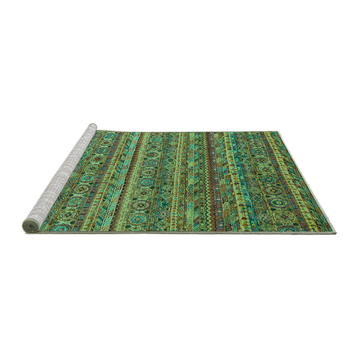 Sideview of Machine Washable Abstract Turquoise Modern Area Rugs, wshabs4703turq
