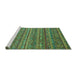 Sideview of Machine Washable Abstract Turquoise Modern Area Rugs, wshabs4703turq