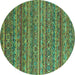 Round Abstract Turquoise Modern Rug, abs4703turq