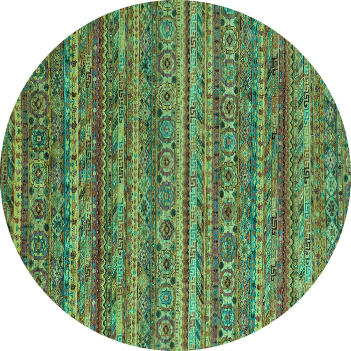 Round Machine Washable Abstract Turquoise Modern Area Rugs, wshabs4703turq