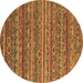 Round Machine Washable Abstract Brown Modern Rug, wshabs4703brn