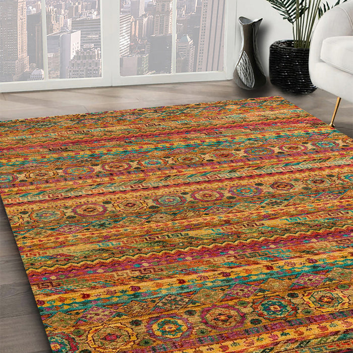 Abstract Cinnamon Brown Modern Rug in Family Room, abs4703