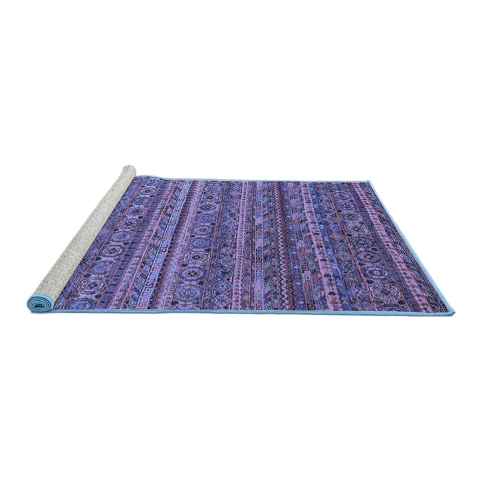 Sideview of Machine Washable Abstract Blue Modern Rug, wshabs4703blu