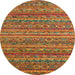 Round Abstract Cinnamon Brown Modern Rug, abs4703