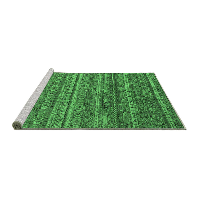 Sideview of Machine Washable Abstract Emerald Green Modern Area Rugs, wshabs4703emgrn