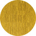 Round Machine Washable Solid Yellow Modern Rug, wshabs4704yw