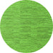 Round Machine Washable Solid Green Modern Area Rugs, wshabs4704grn