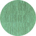 Round Machine Washable Solid Turquoise Modern Area Rugs, wshabs4704turq