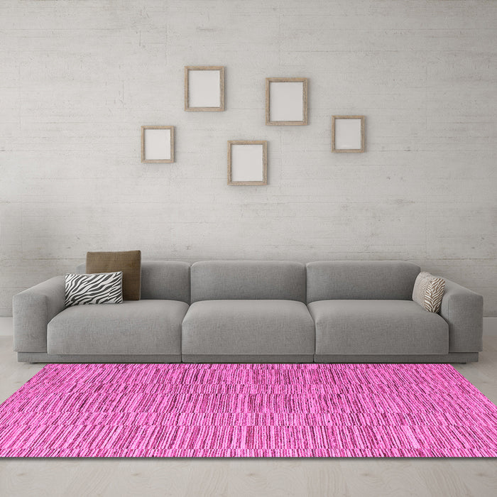 Machine Washable Solid Pink Modern Rug in a Living Room, wshabs4704pnk