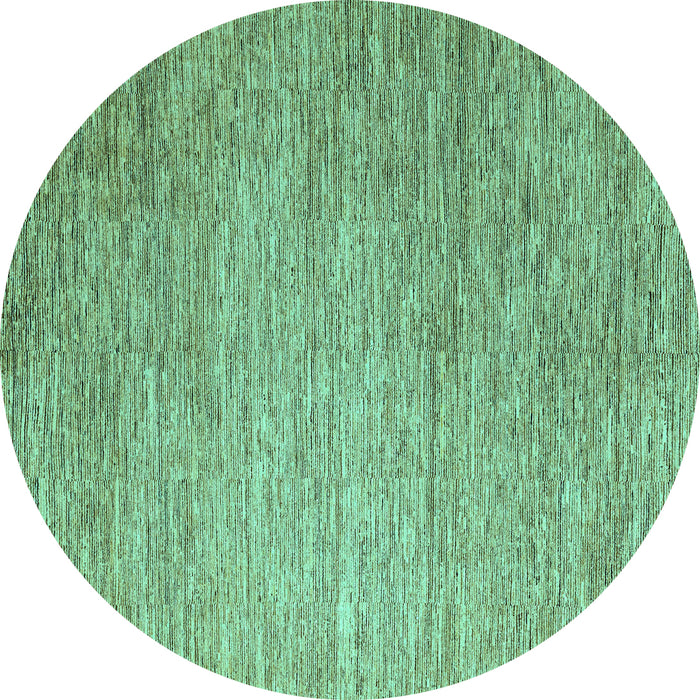 Round Machine Washable Solid Turquoise Modern Area Rugs, wshabs4705turq