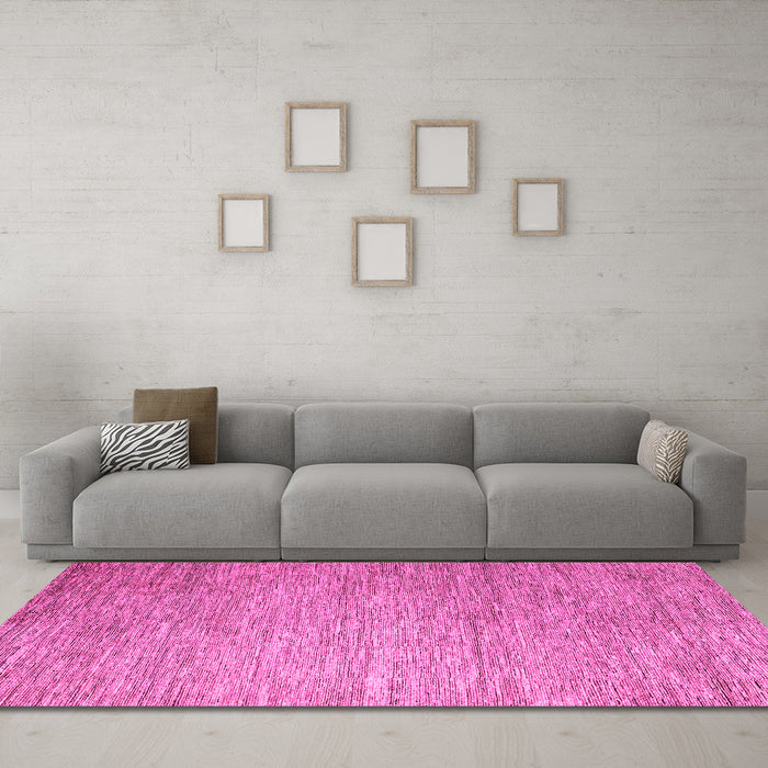 Machine Washable Solid Pink Modern Rug in a Living Room, wshabs4705pnk