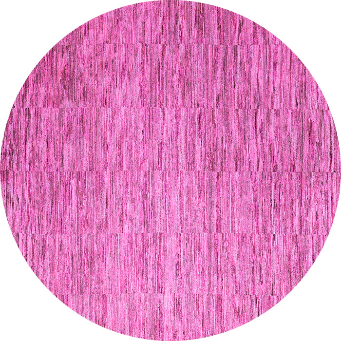 Round Machine Washable Solid Pink Modern Rug, wshabs4705pnk