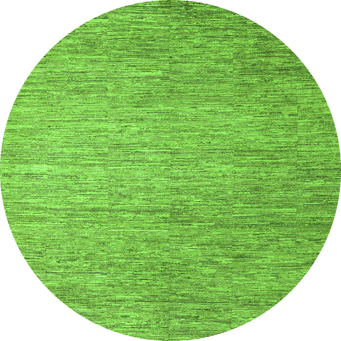 Round Machine Washable Solid Green Modern Area Rugs, wshabs4705grn