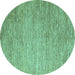 Round Solid Turquoise Modern Rug, abs4705turq