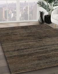 Abstract Dark Almond Brown Modern Rug, abs4706