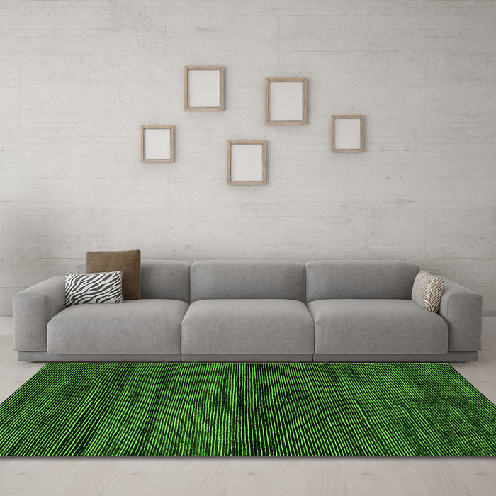 Machine Washable Abstract Green Modern Area Rugs in a Living Room,, wshabs4706grn