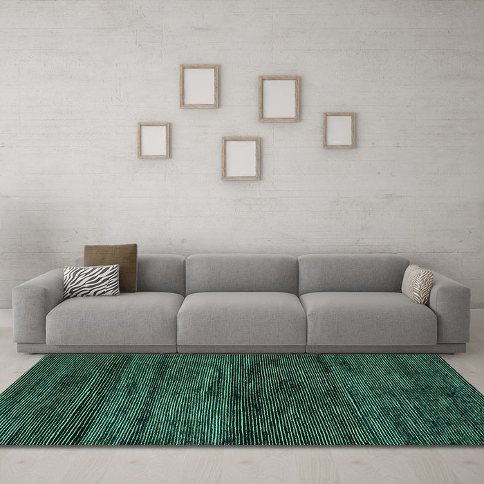 Machine Washable Abstract Turquoise Modern Area Rugs in a Living Room,, wshabs4706turq