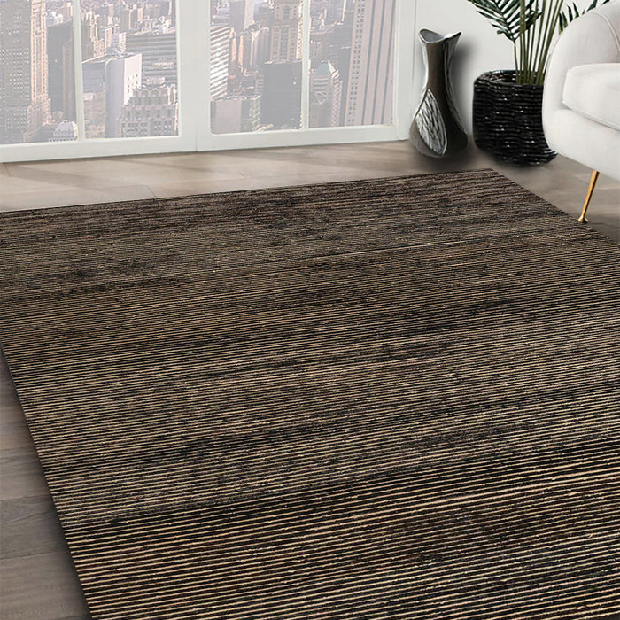 Abstract Dark Almond Brown Modern Rug in Family Room, abs4706