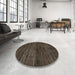 Round Machine Washable Abstract Dark Almond Brown Rug in a Office, wshabs4706